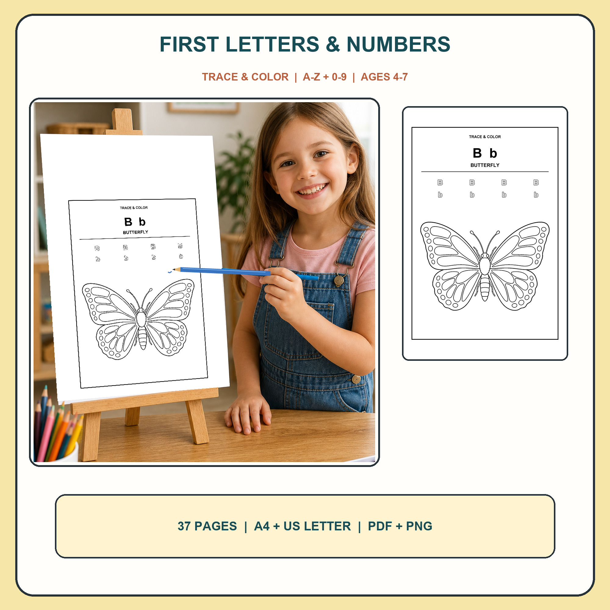 Child actively coloring a BrightNestActivities letter B butterfly worksheet.